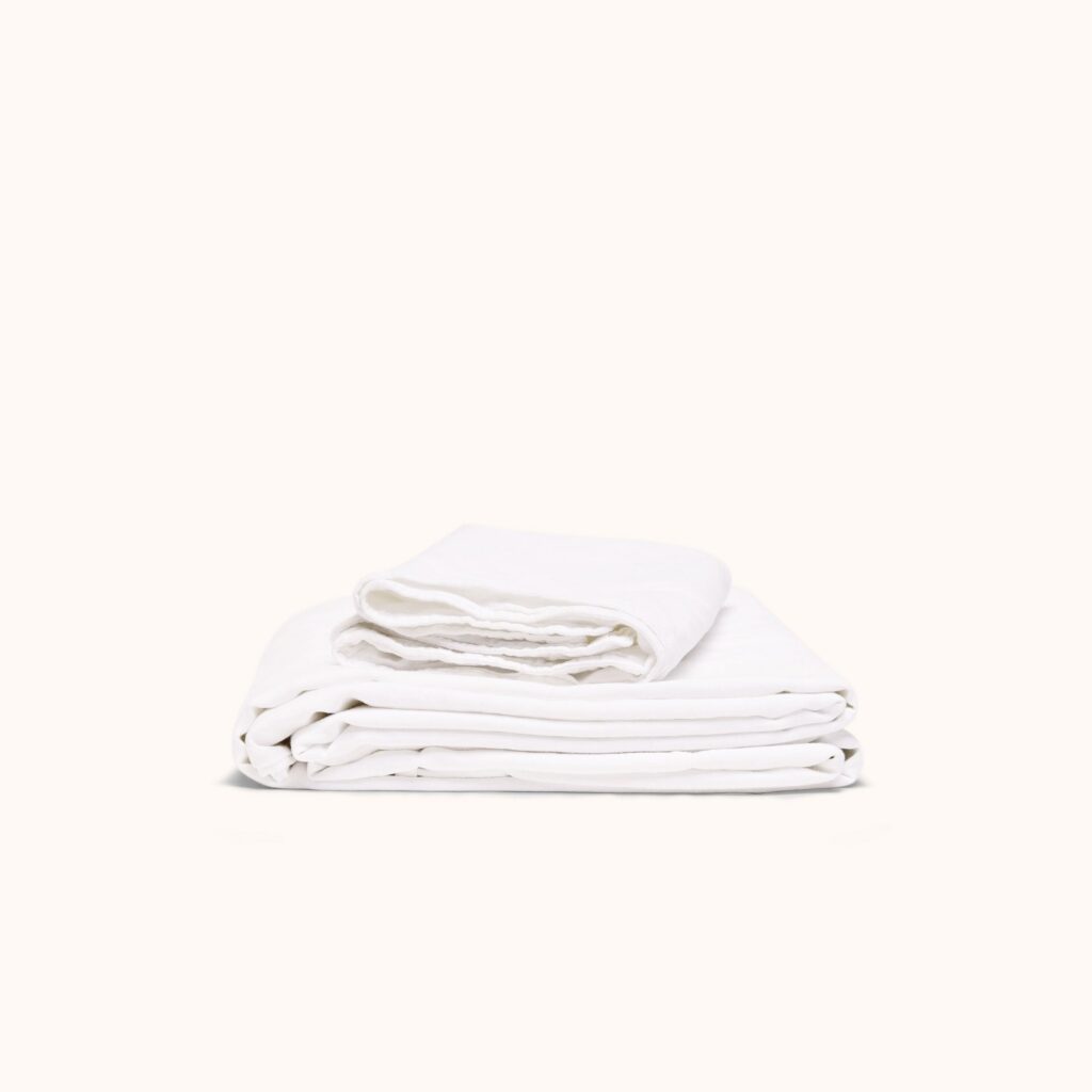 White Organic Cotton Matte Sateen Twin Sheet Set