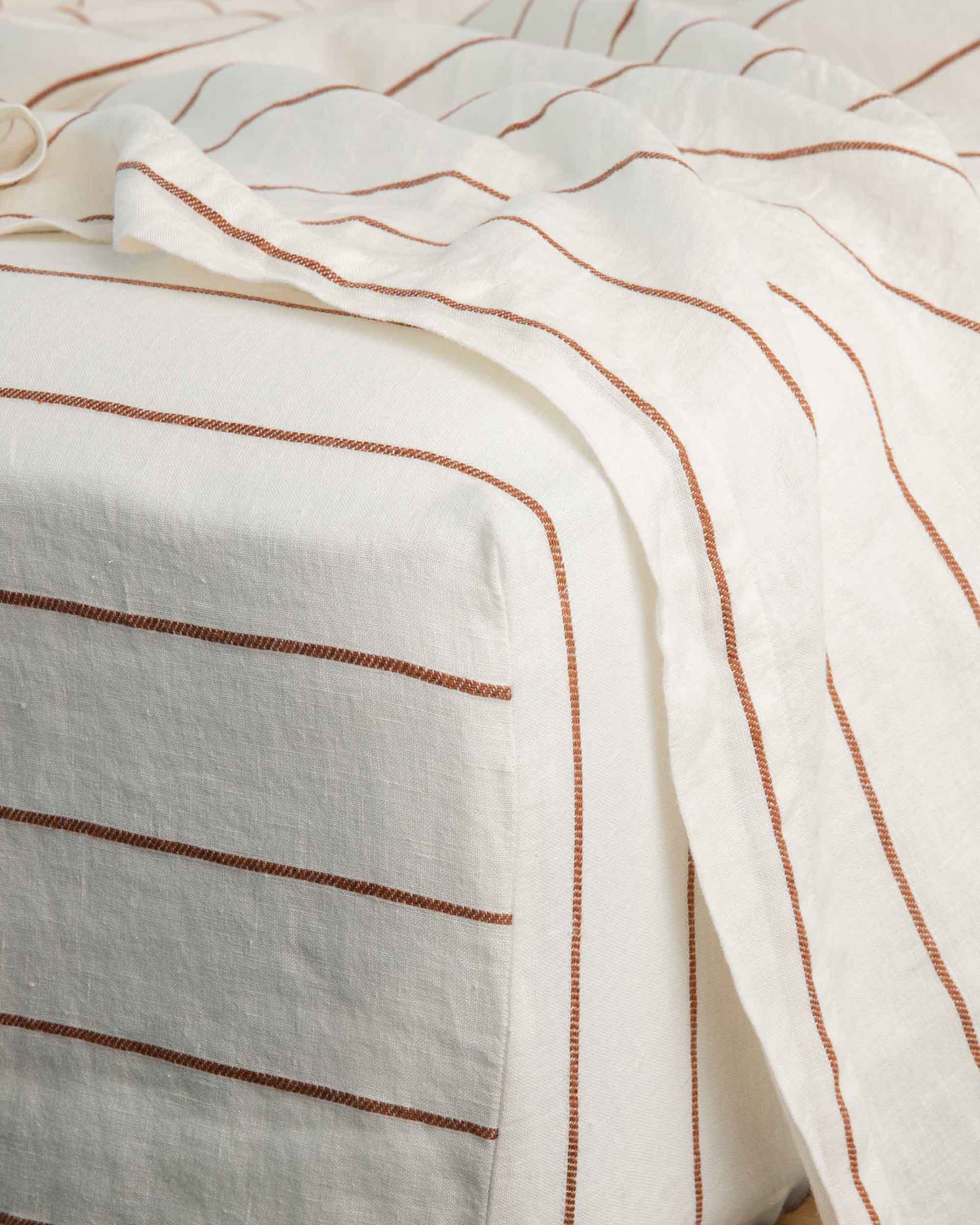 Striped Linen Complete Sheet Set in Cedar Stripe - Image 6