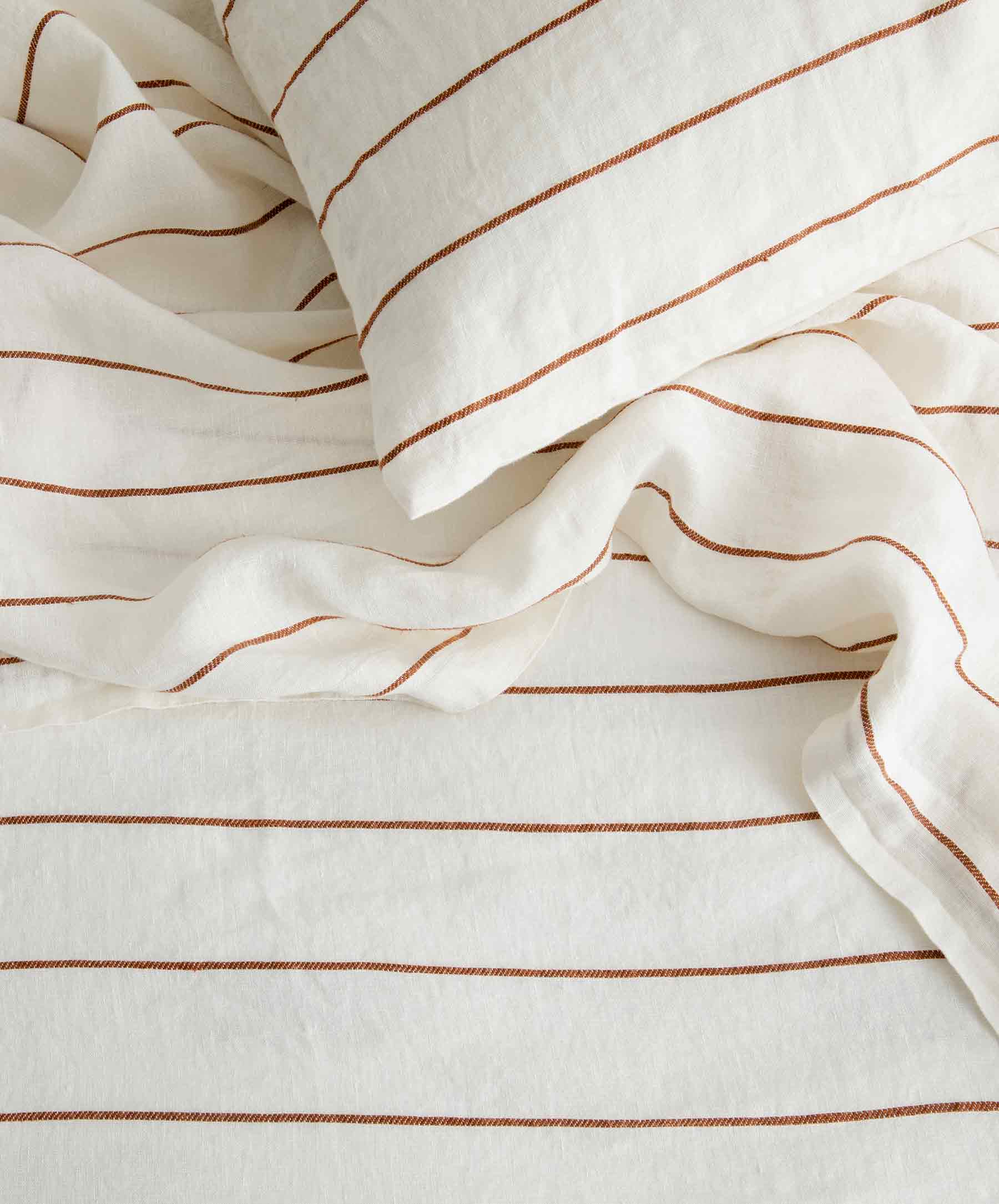 Striped Linen Complete Sheet Set in Cedar Stripe - Image 5