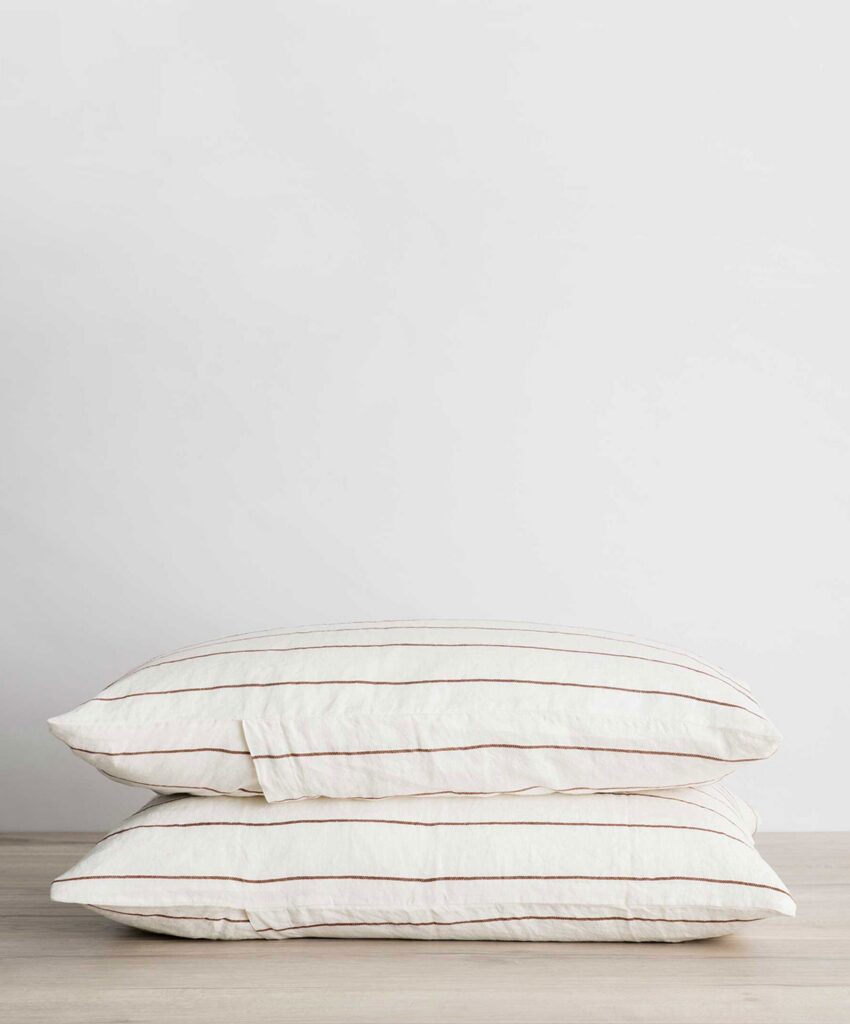 Striped Linen Pillowcase Pair in Cedar Stripe