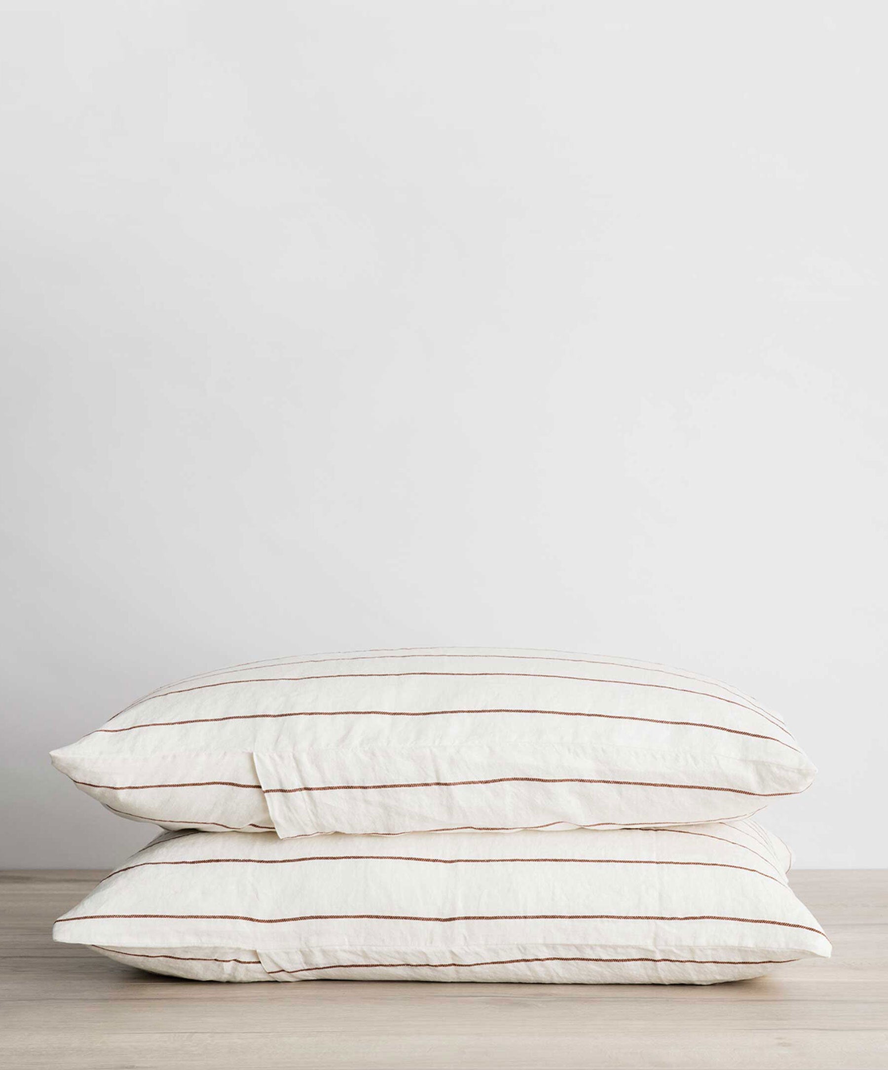 Striped Linen Complete Sheet Set in Cedar Stripe - Image 4