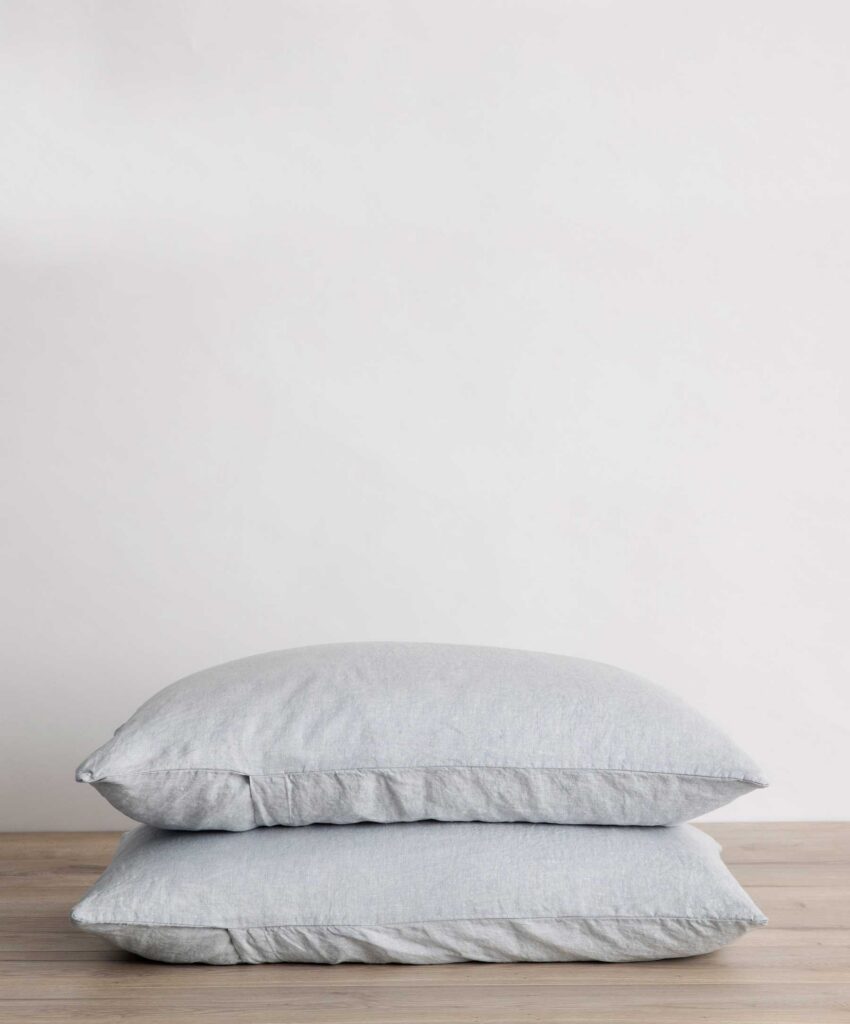 Washed Linen Pillowcase Pair in Sky