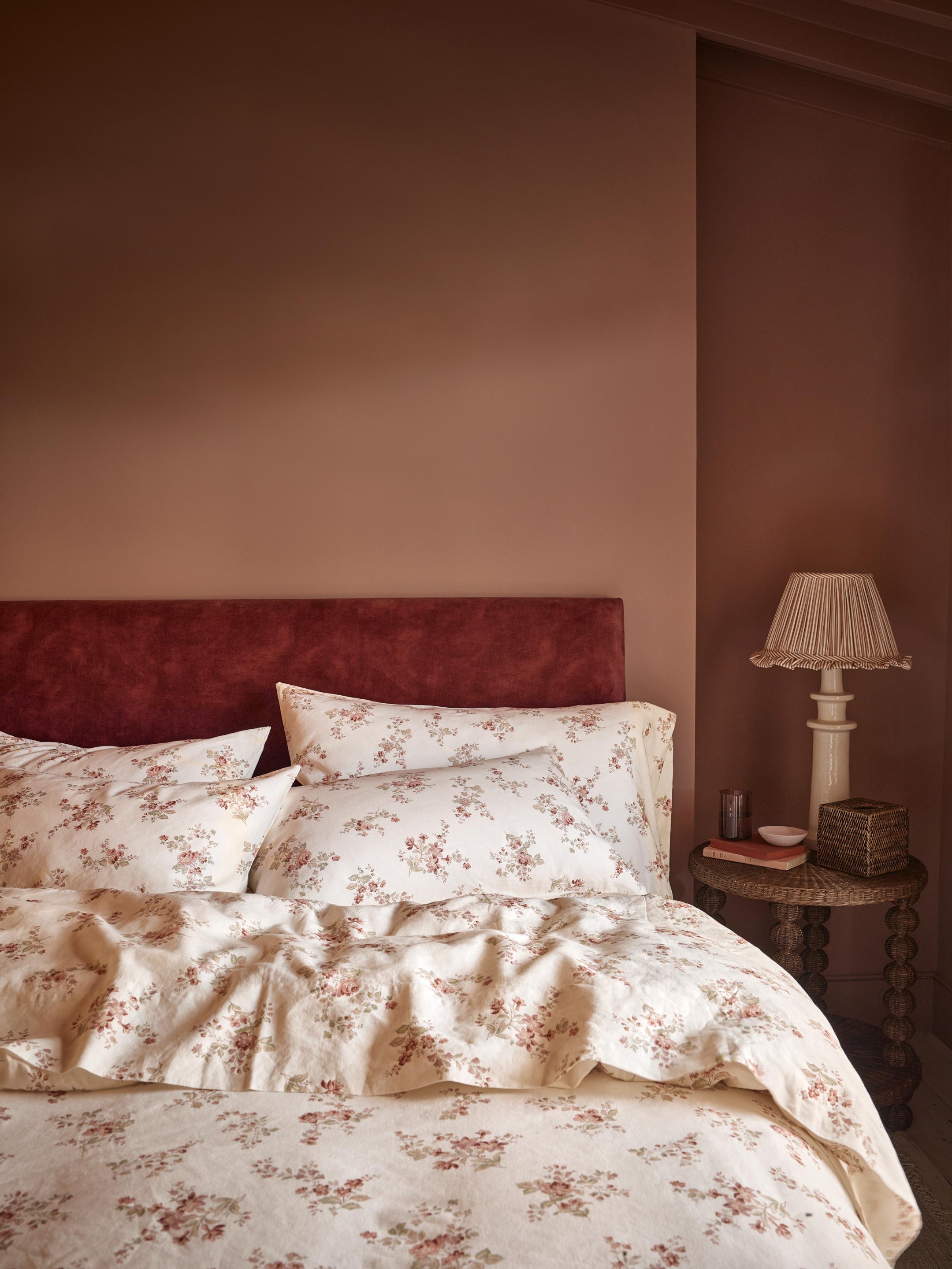 Dusty Pink Floral Linen Blend Duvet Cover - Image 2