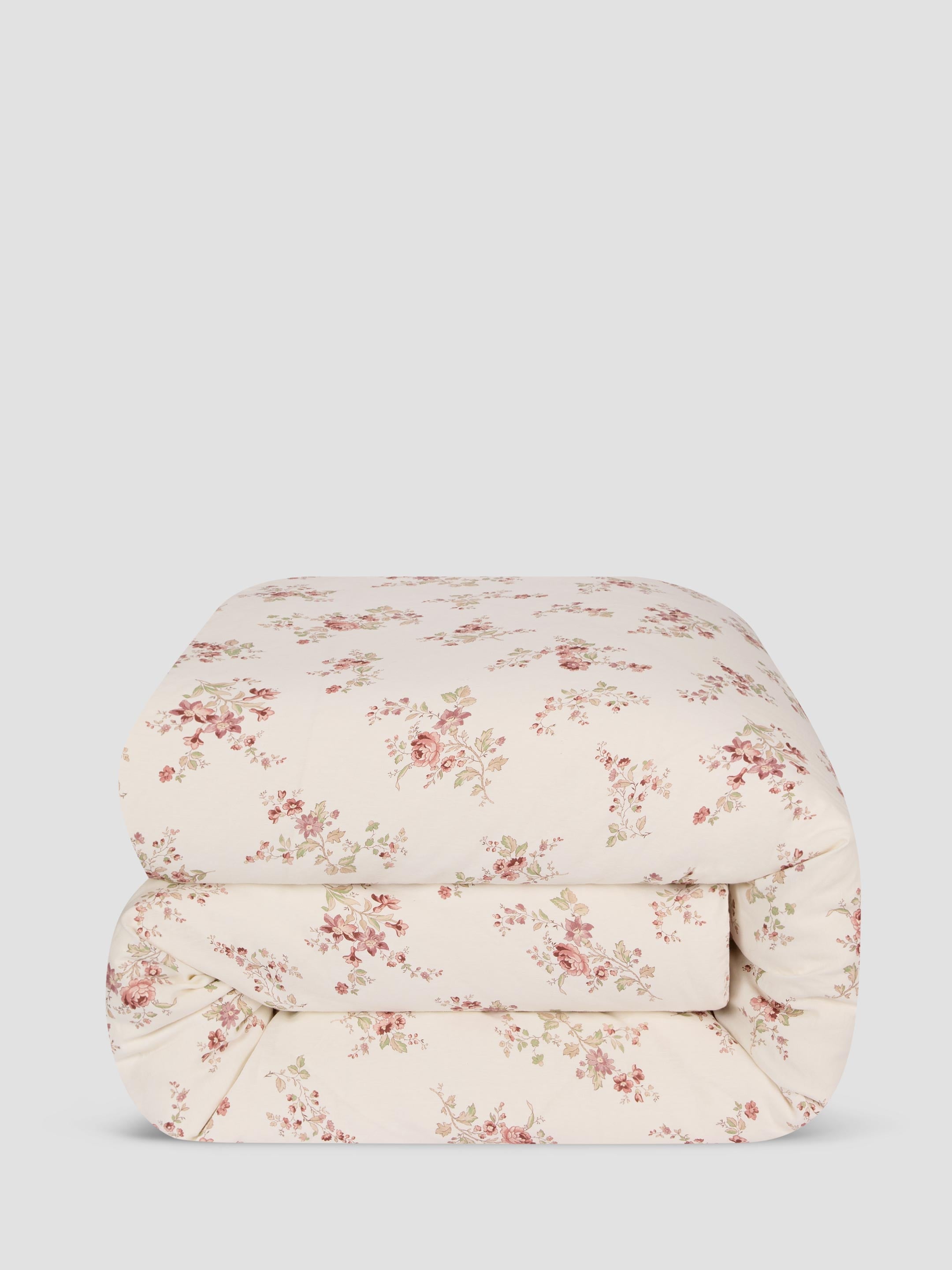 Dusty Pink Floral Linen Blend Duvet Cover - Image 3