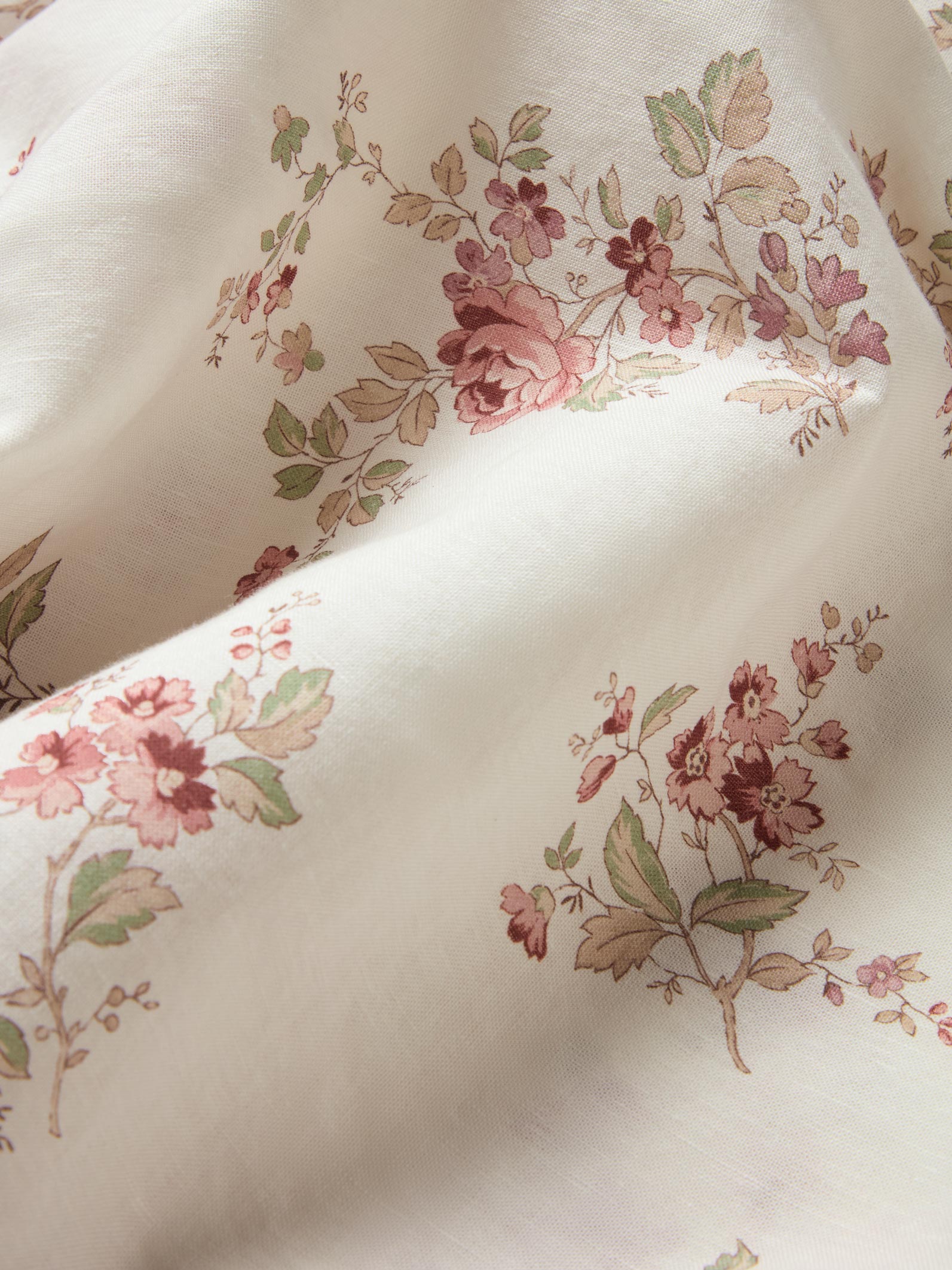Dusty Pink Floral Linen Blend Duvet Cover - Image 4