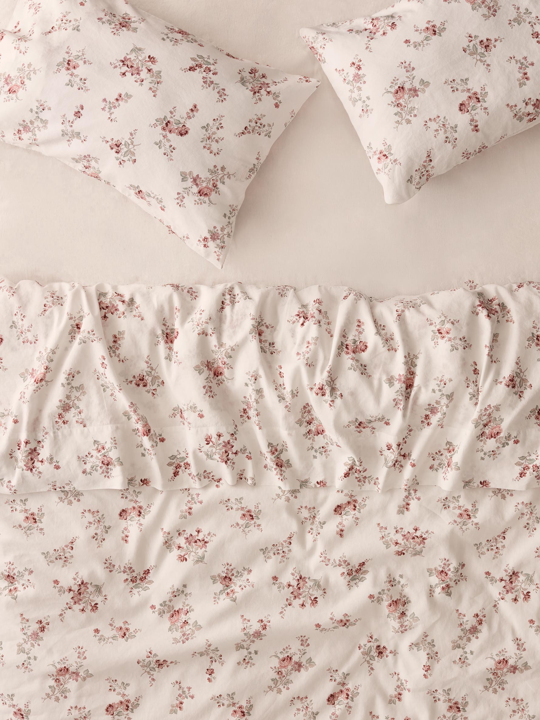 Dusty Pink Floral Linen Blend Duvet Cover
