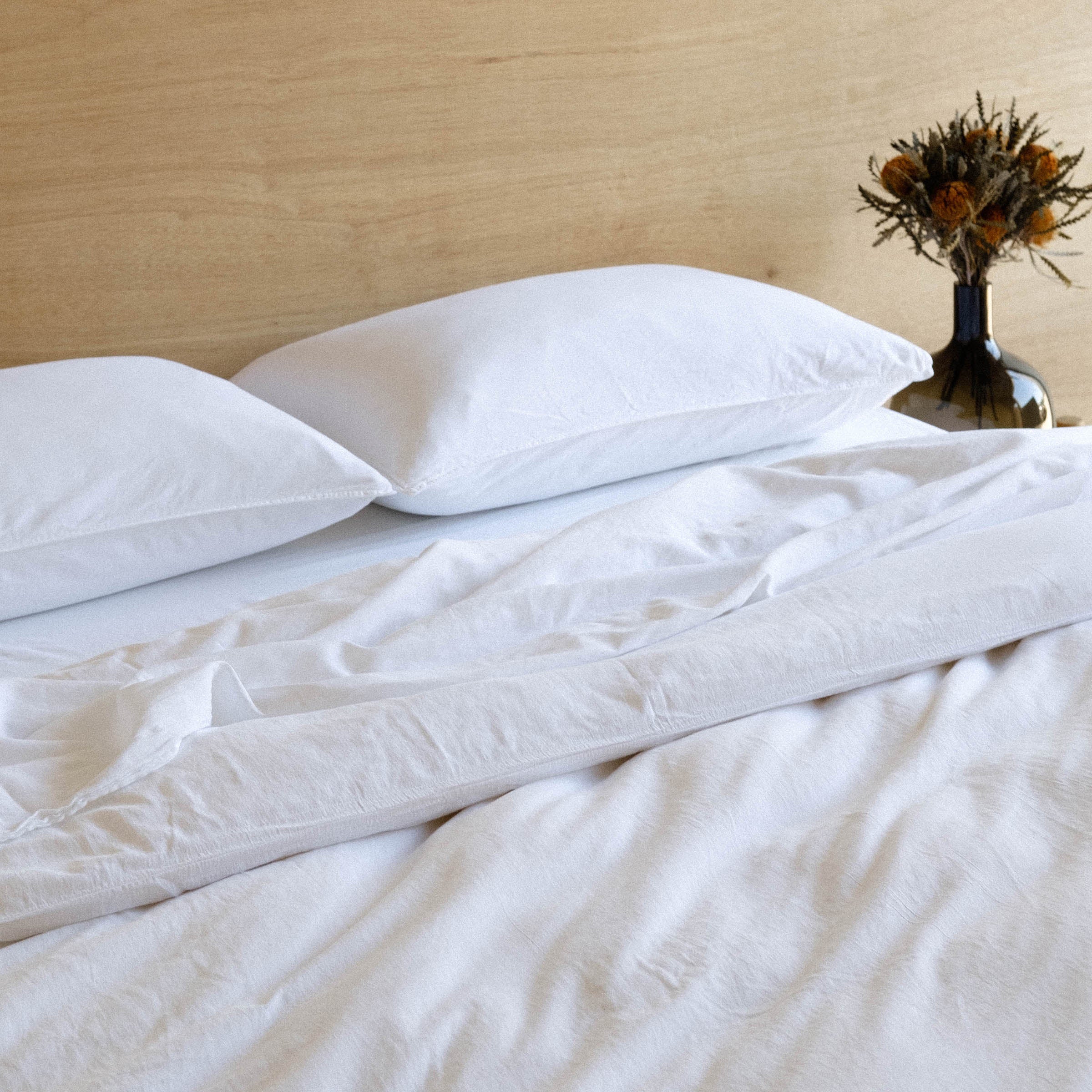 White Organic Cotton Matte Sateen Twin Sheet Set