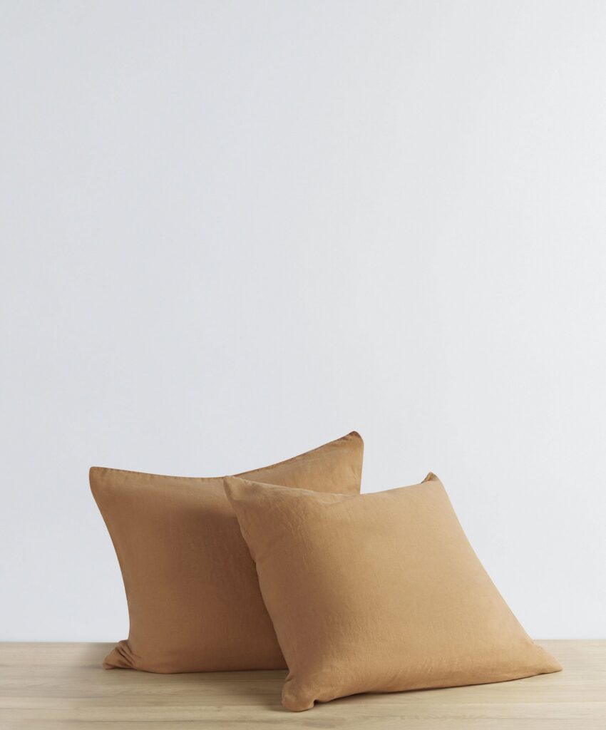 Classic Washed Linen Pillowcase Pair in Sand