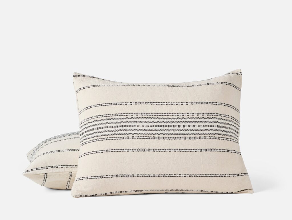 Ivory Striped Textile Pillow Sham for Everyday Comfort