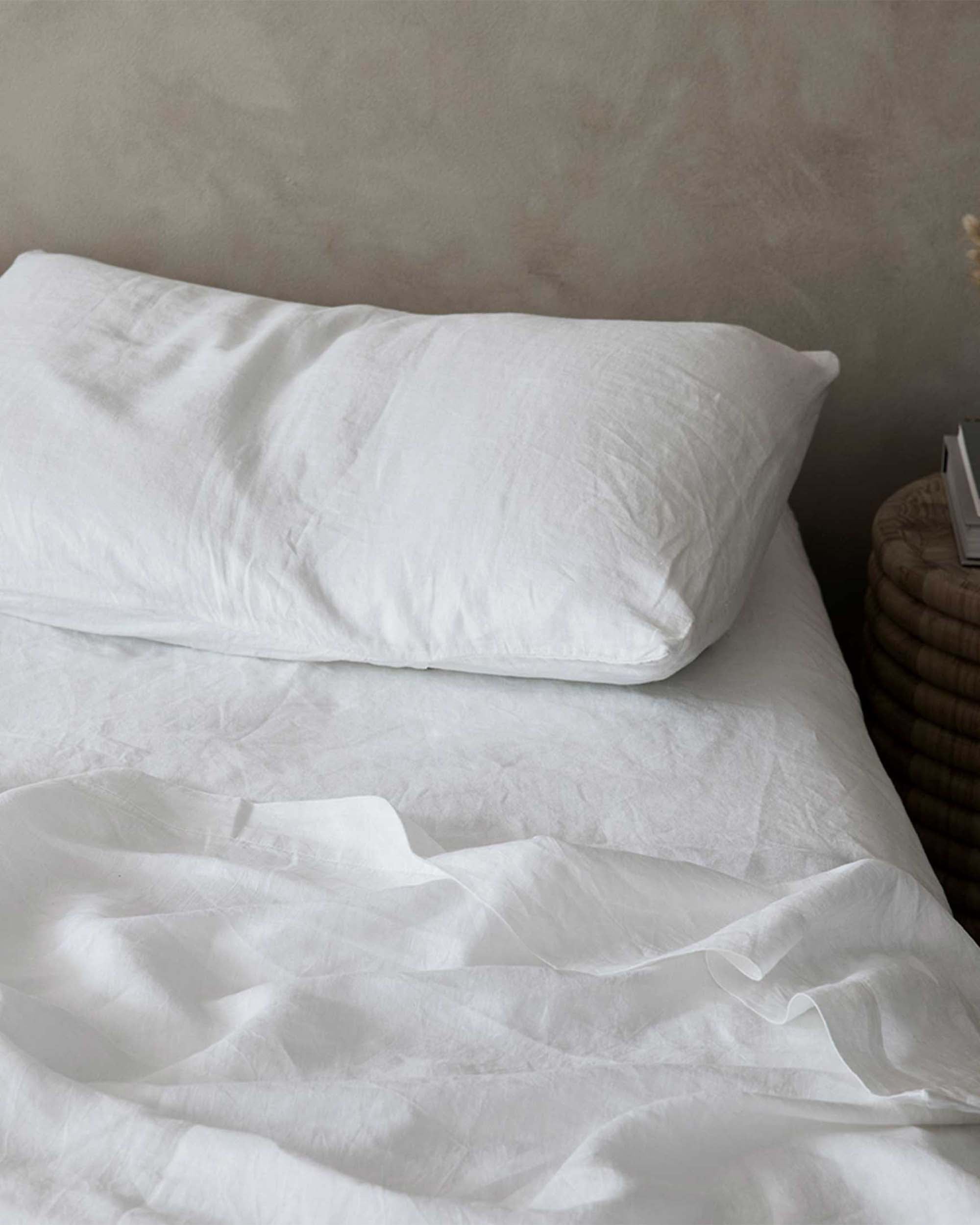 Washed Linen Pillowcase Pair in White - Image 2