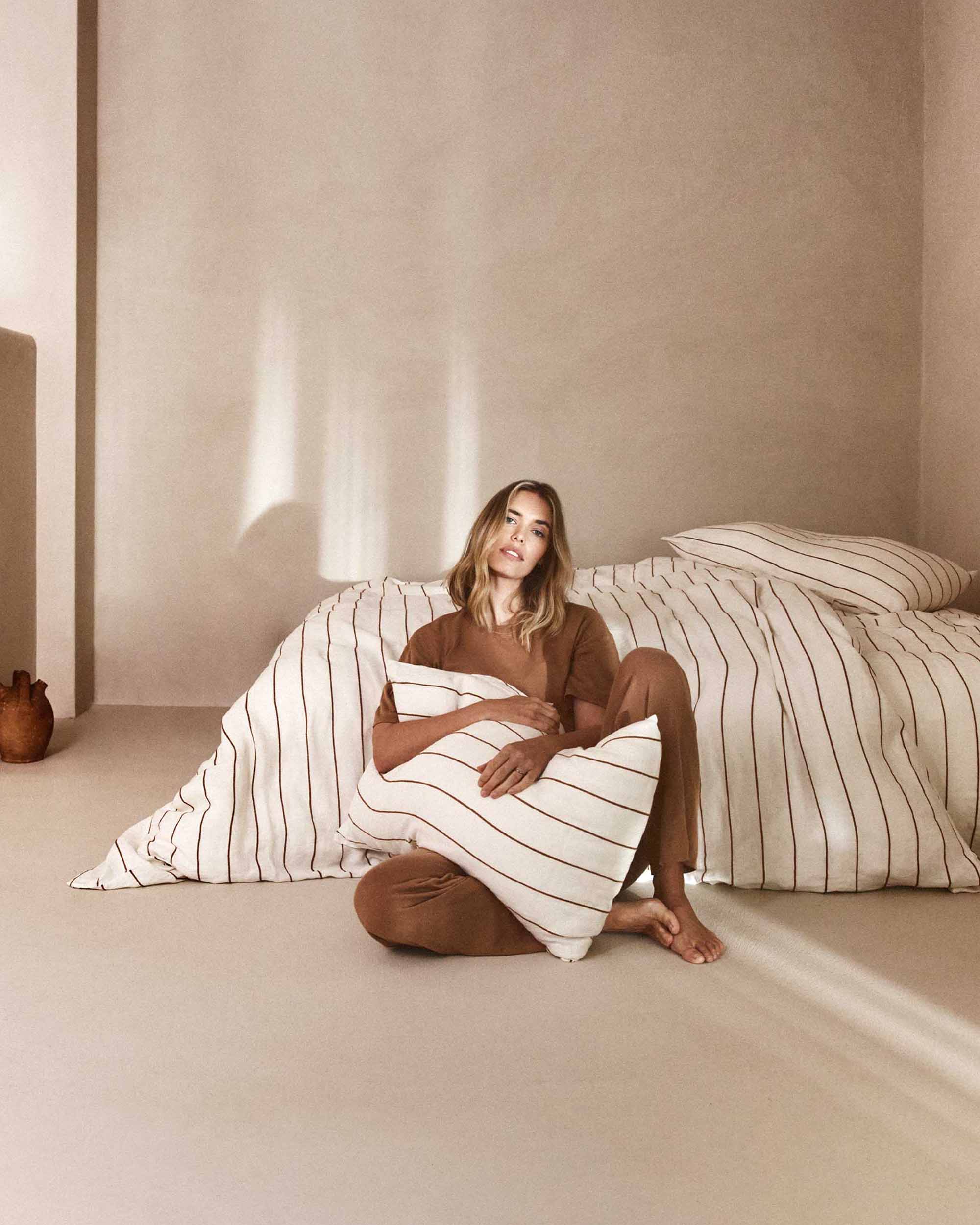 Striped Linen Pillowcase Pair in Cedar Stripe - Image 3