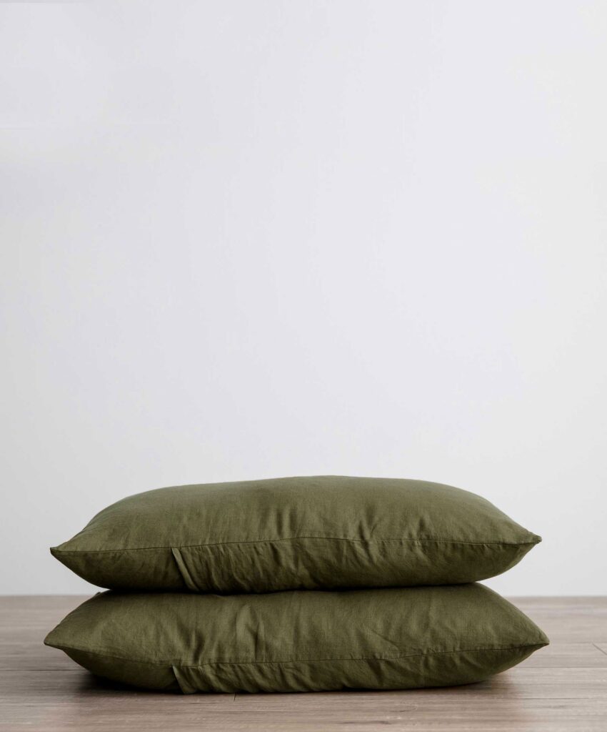 Washed Linen Pillowcase Pair in Forest
