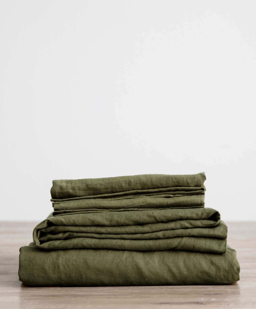 Washed Linen Complete Sheet Set in Forest
