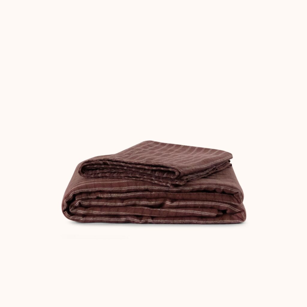Deep Purple Natural Hemp Cotton Check Full Sheet Set