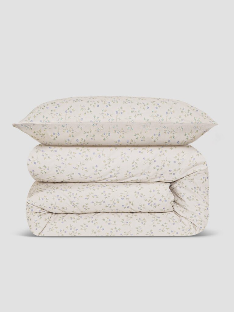 Cream Floral Cotton Duvet Cover Style 3