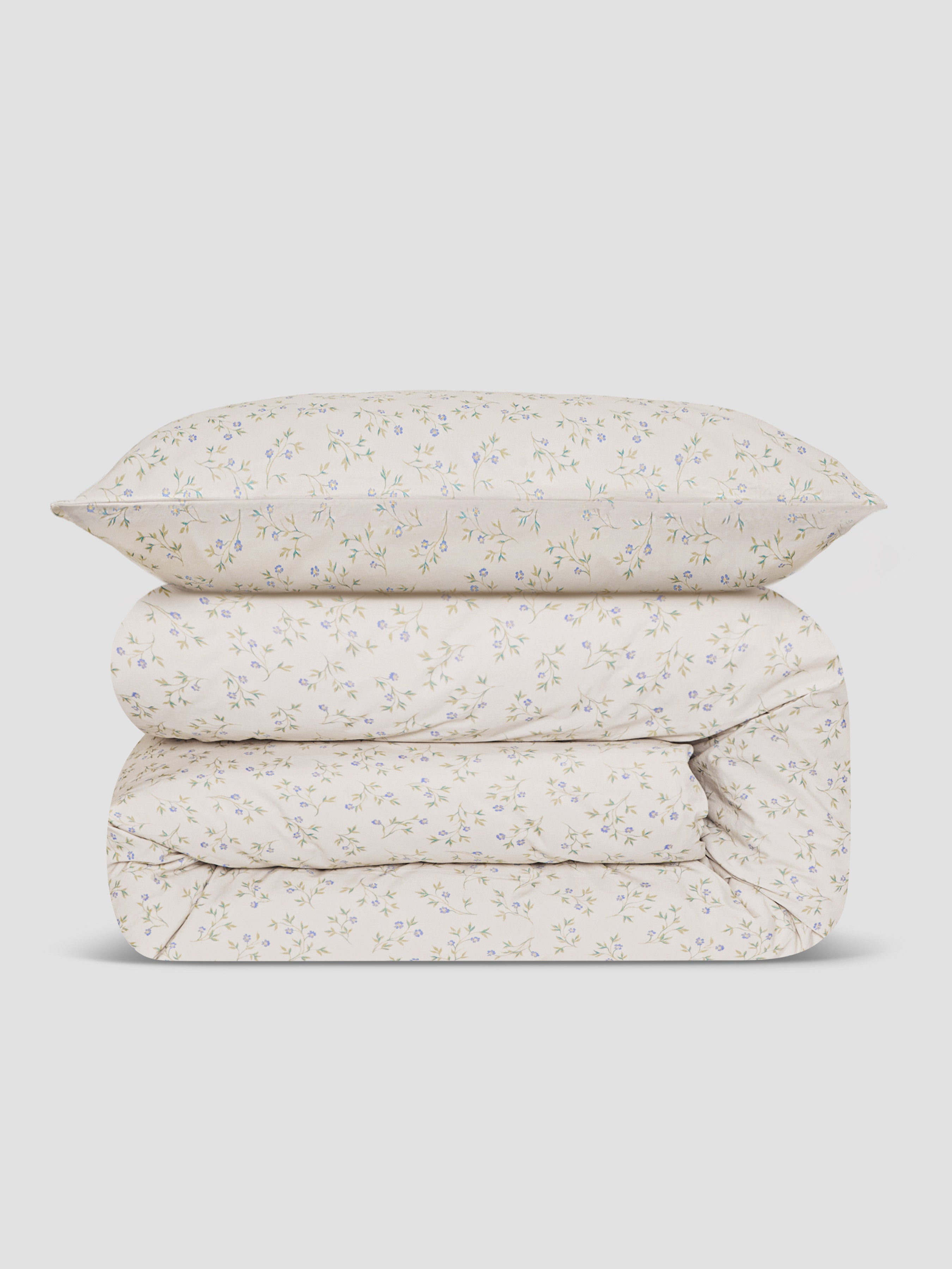 Cream Floral Cotton Duvet Cover Style 3