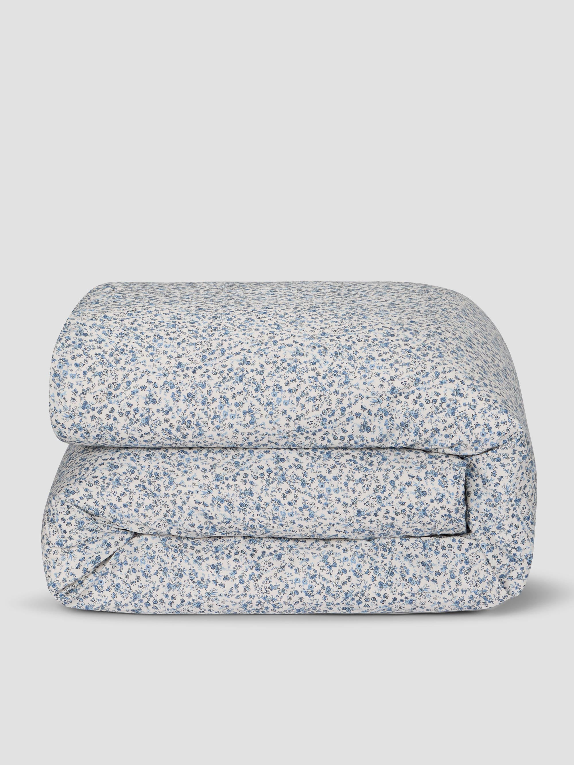 Blue Floral Cotton Duvet Cover - Image 2