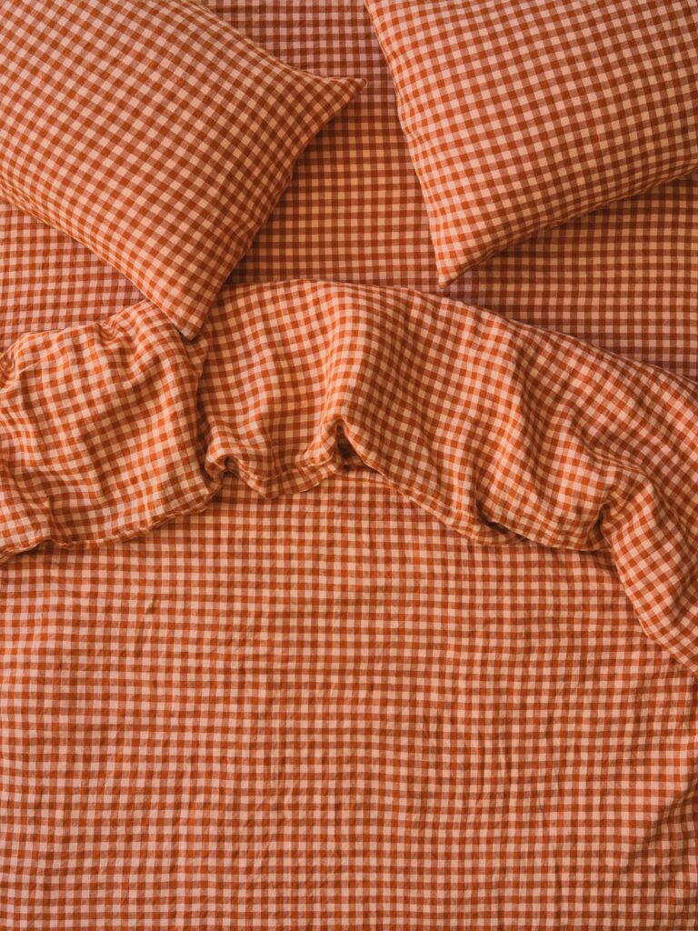 Cinnamon Gingham Linen Blend Duvet Cover