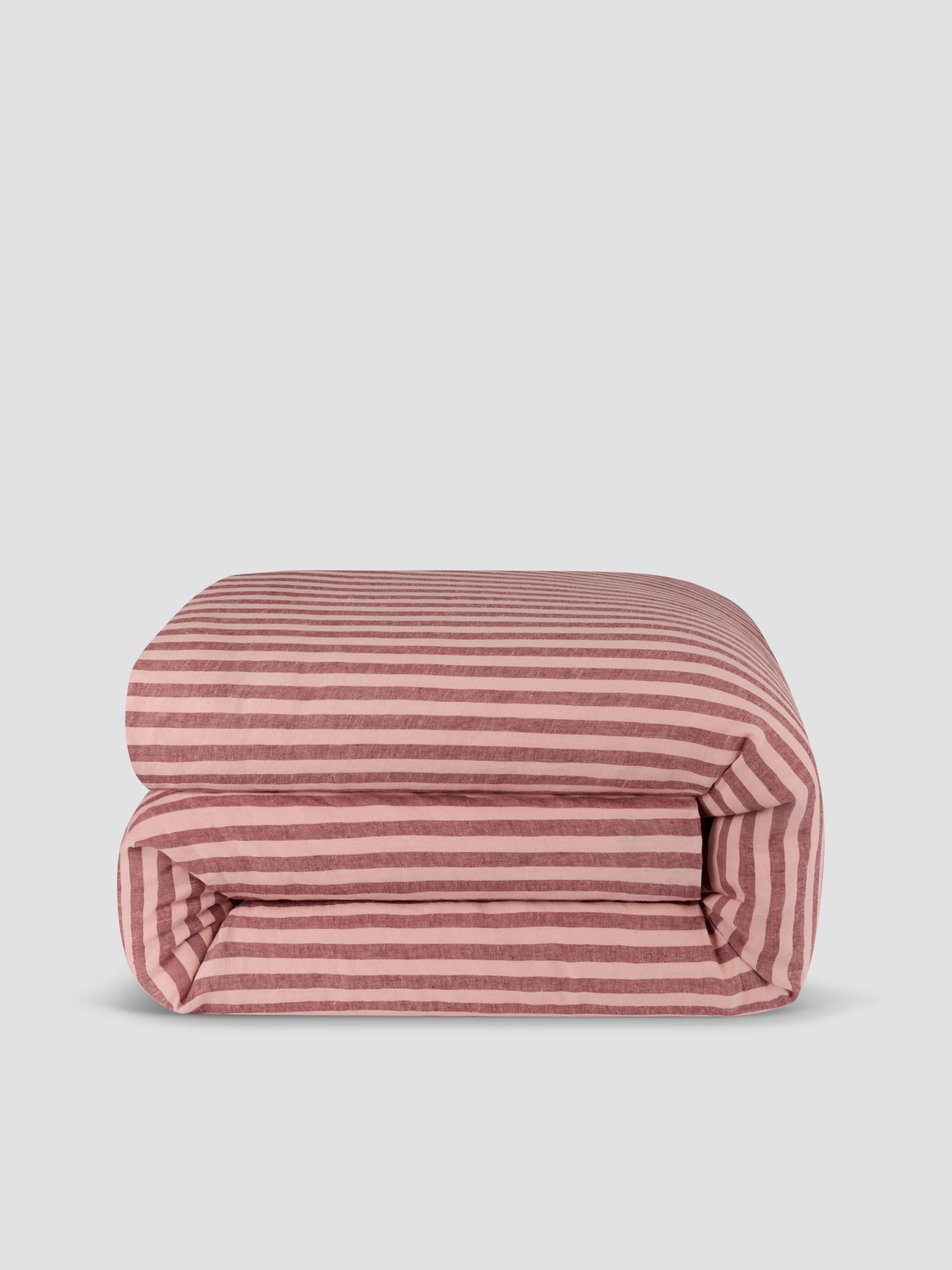 Rhubarb Striped Linen Blend Duvet Cover - Image 3