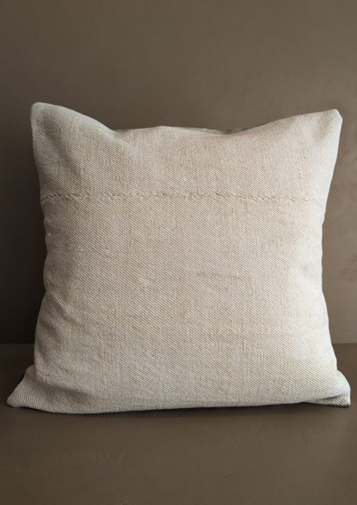Cream Textured Square Batik Backed Pillow Cover