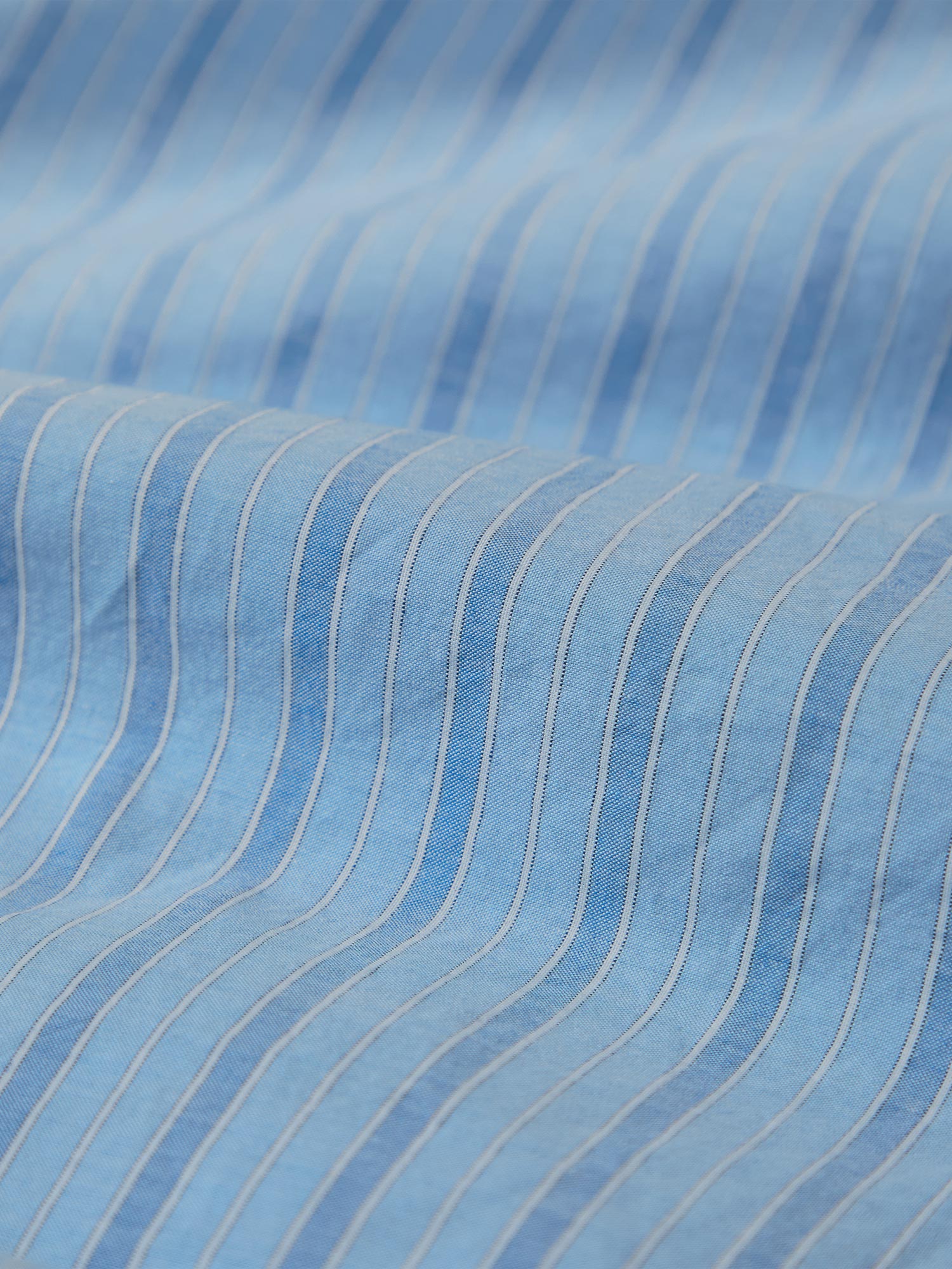 Pale Blue Striped Cotton Duvet Cover - Image 5