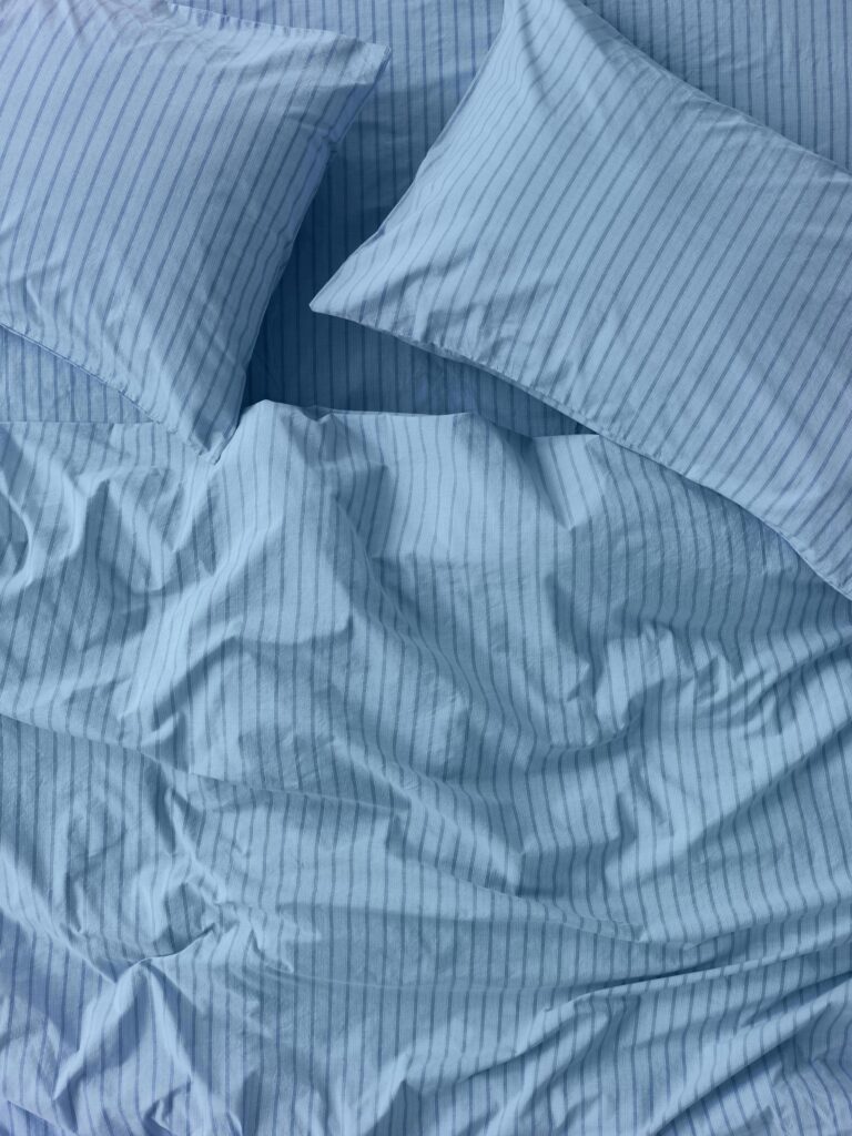 Pale Blue Striped Cotton Duvet Cover