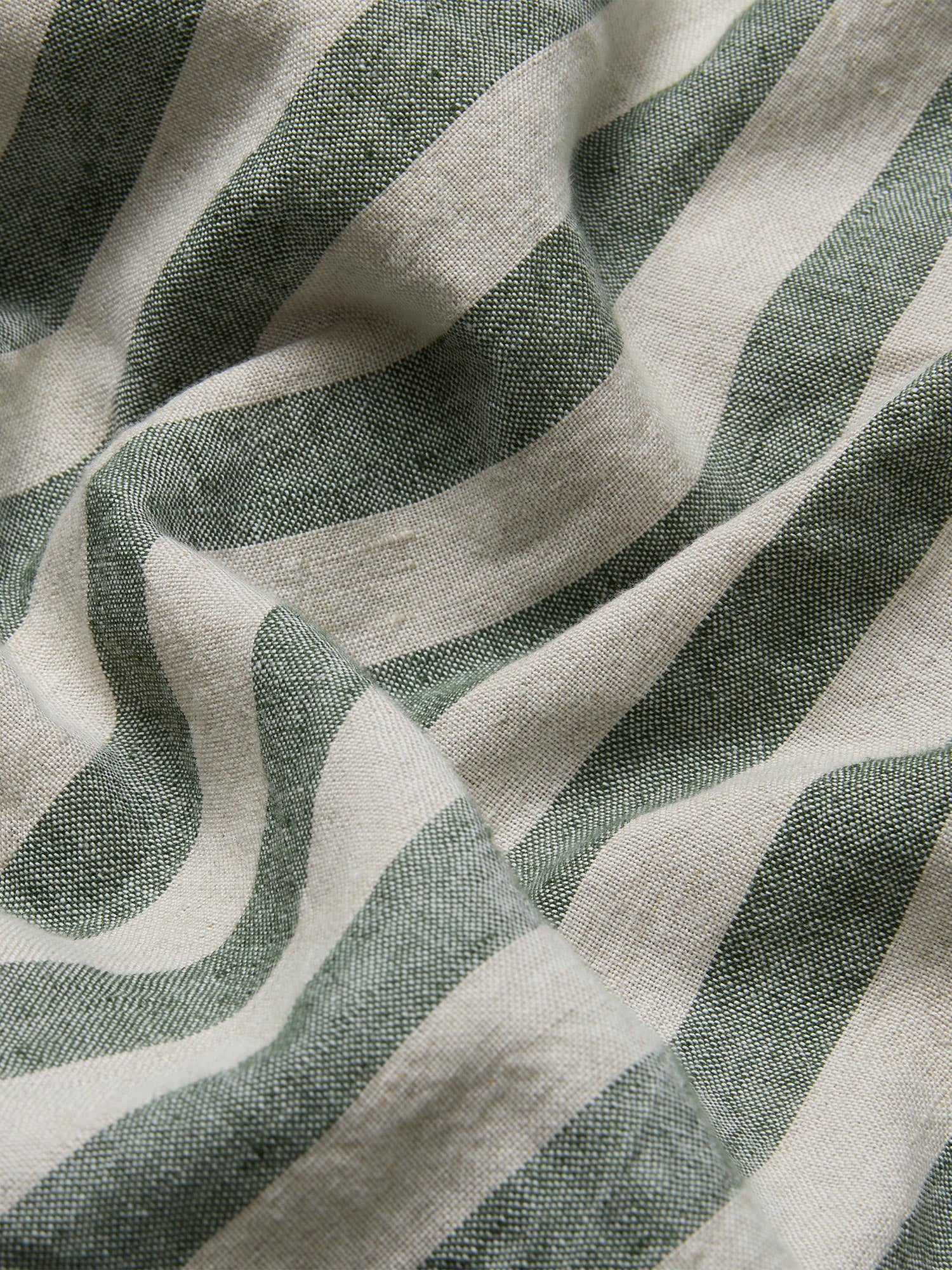 Fern Green Striped Linen Blend Duvet Cover - Image 4