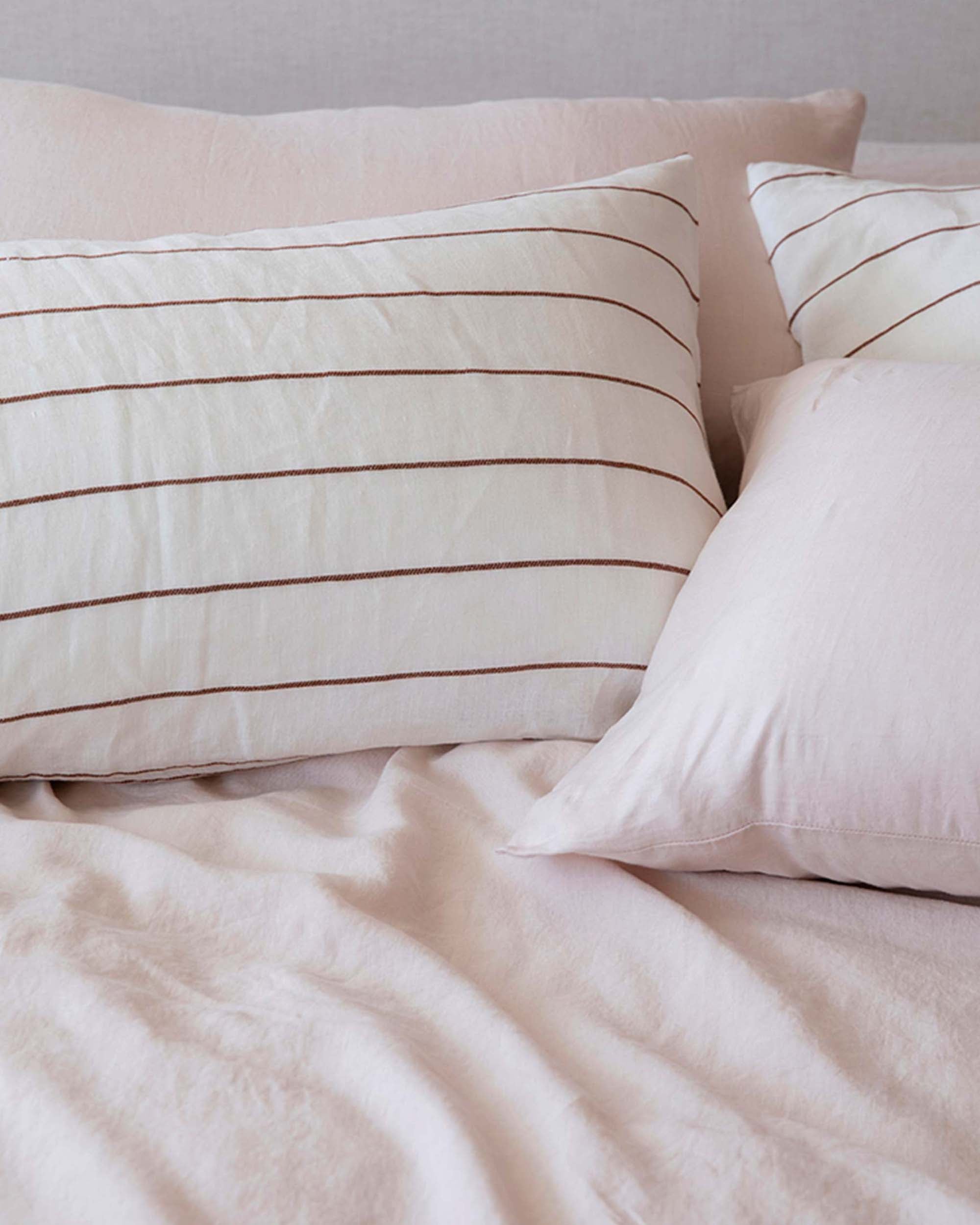 Striped Linen Pillowcase Pair in Cedar Stripe - Image 2