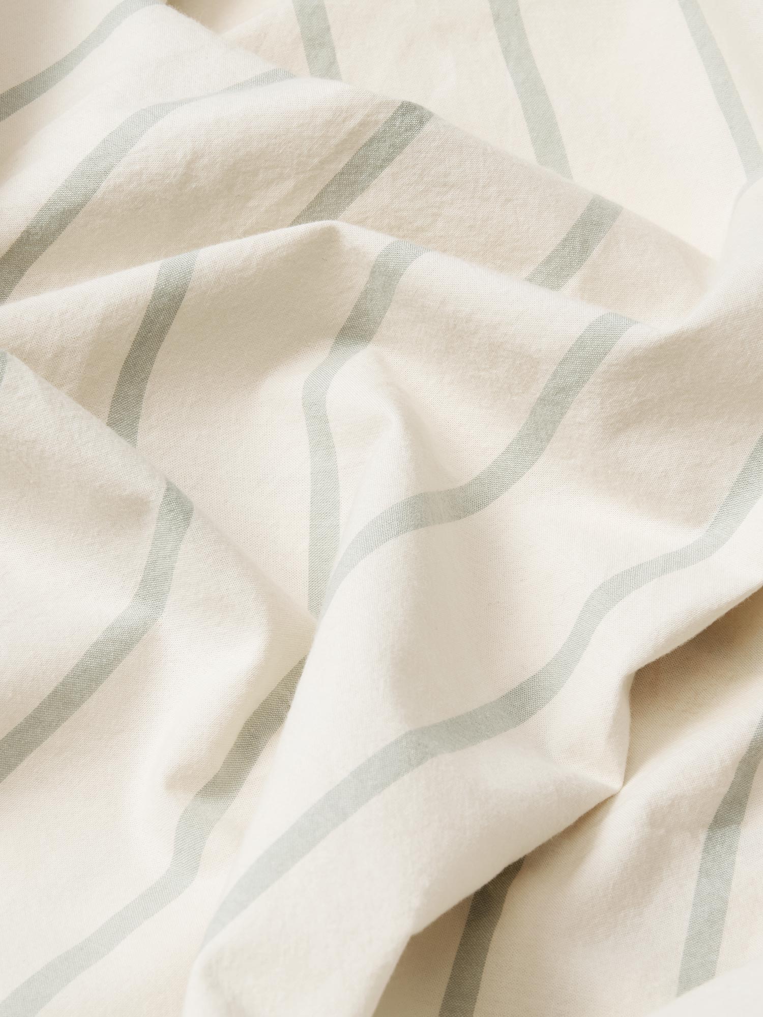 Mellow Green Striped Cotton Duvet Cover - Image 4