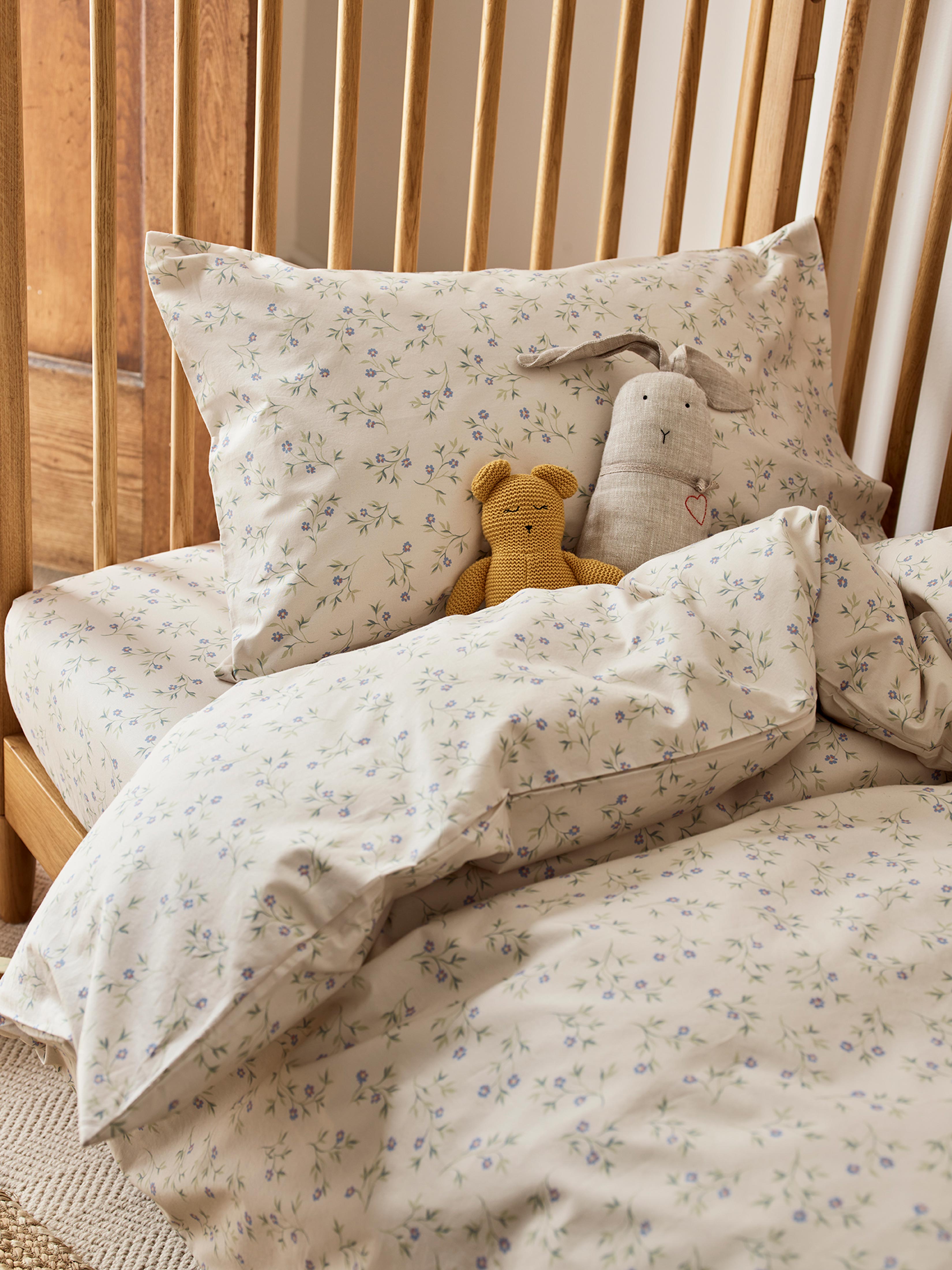 Cream Floral Cotton Duvet Cover Style 3 - Image 4