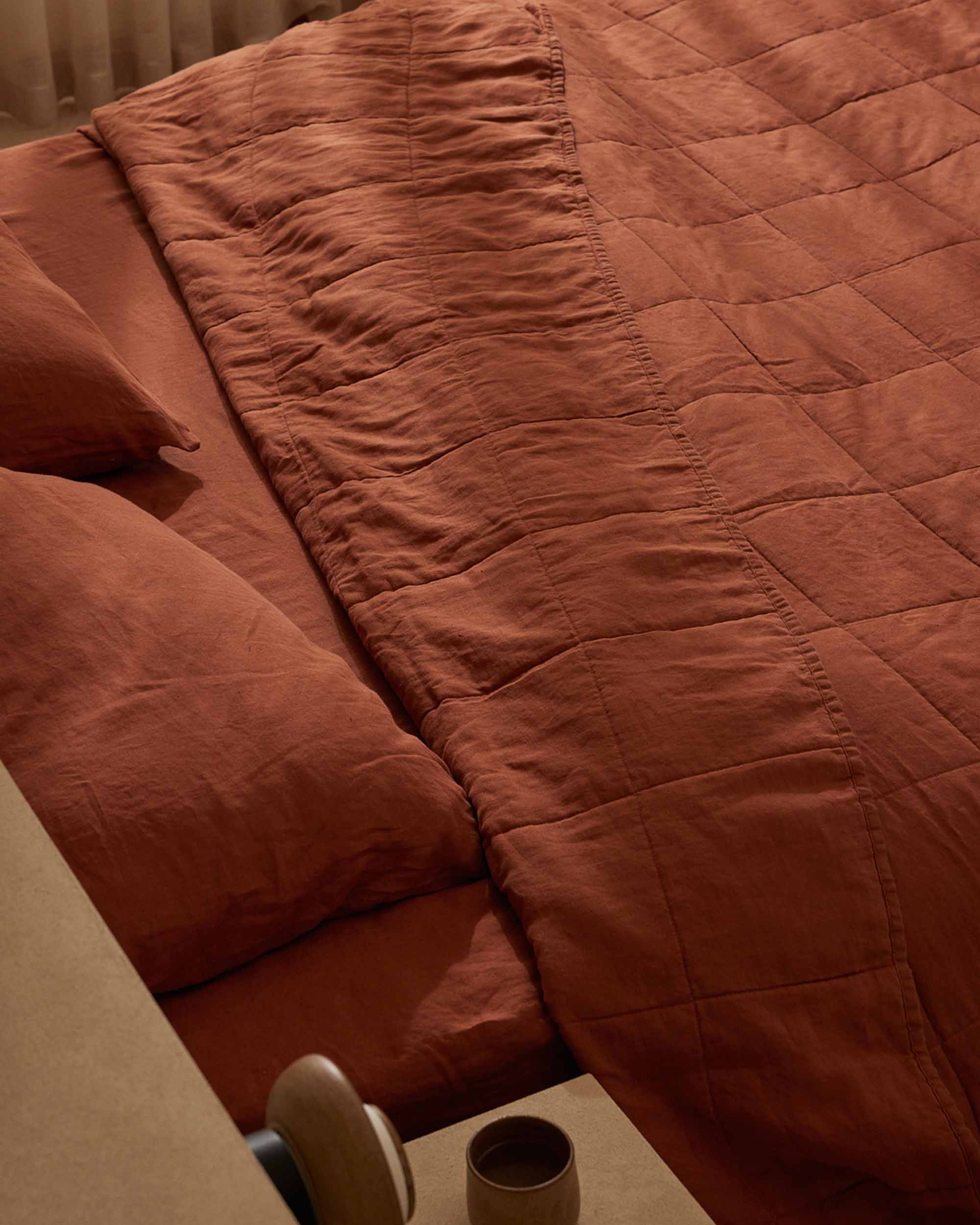 Washed Linen Pillowcase Pair in Sienna - Image 4